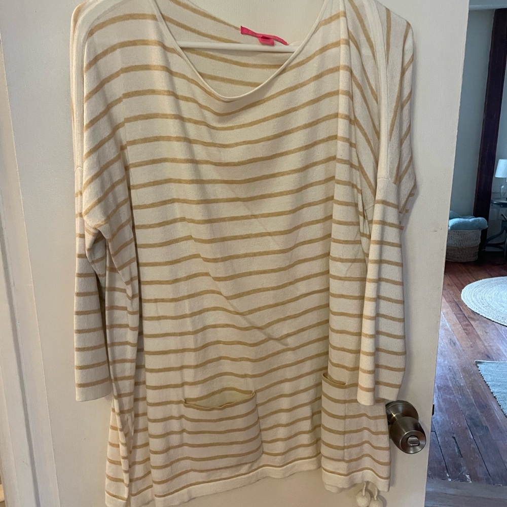 Oversized white striped sweater